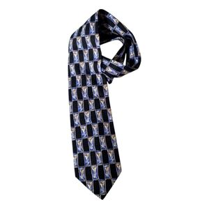 Vintage Pavone Mens Silk Tie Made In Italy Abstract Floral Rectangles CEO OS